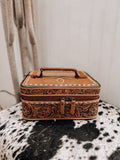 Tooled Leather Boot Stitch Jewelry Box *Tan