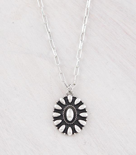 Oval Concho Pendant Necklace