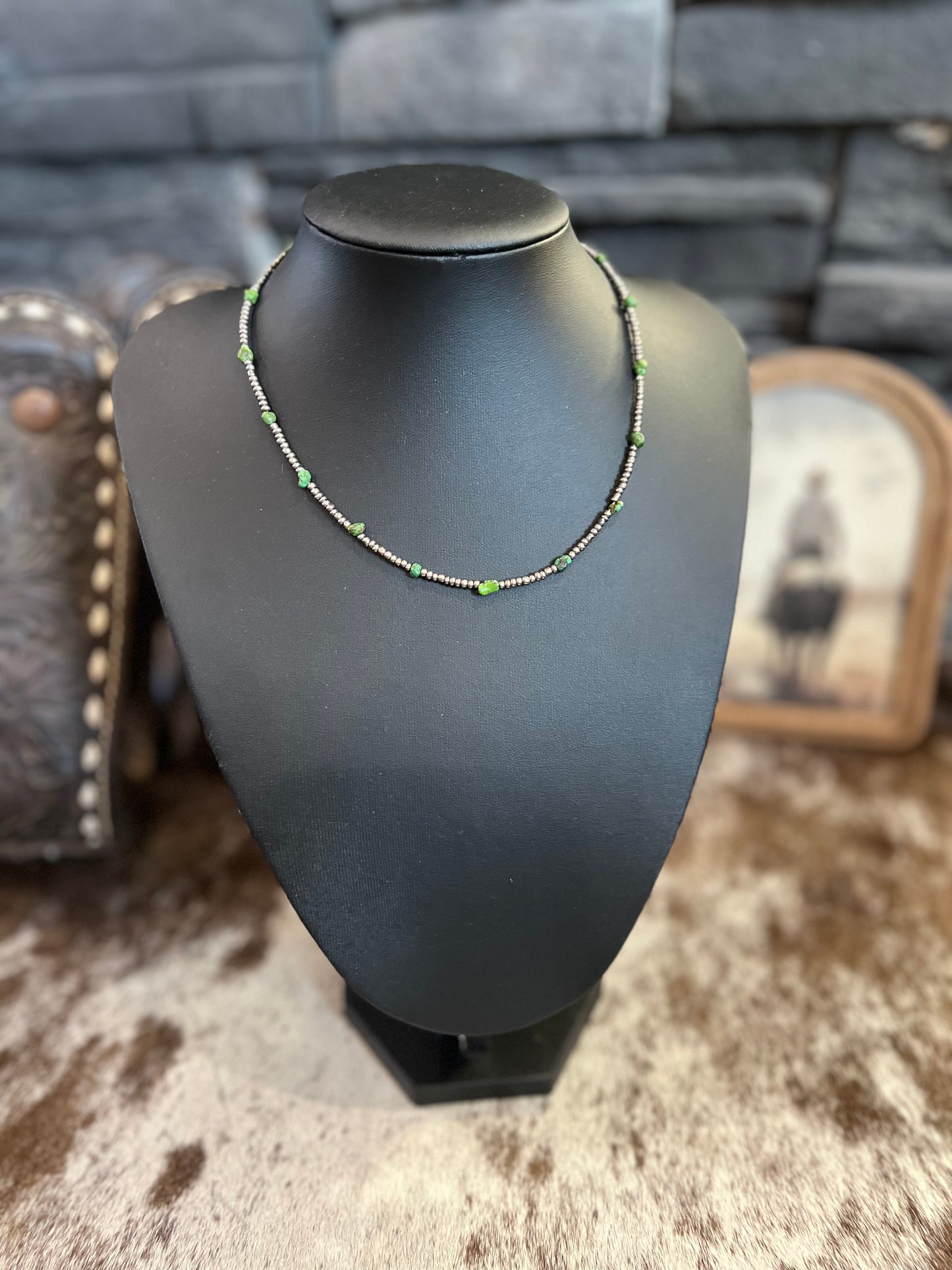 Green Turquoise Seed Bead Necklace