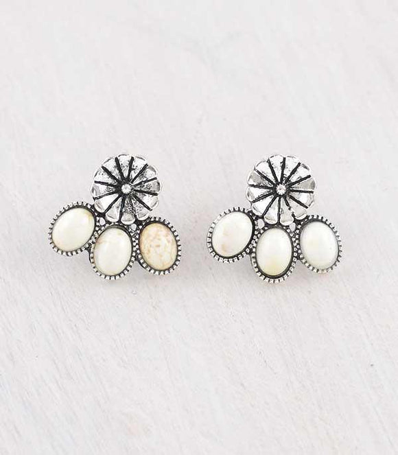 White Concho Earrings