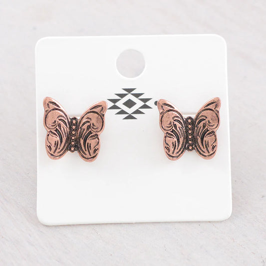 Tooled Butterfly Earrings