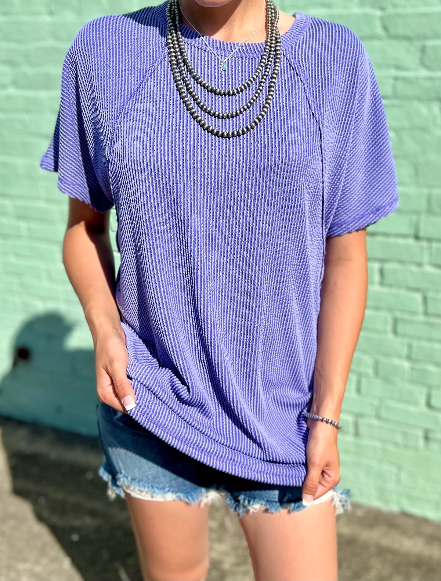 The Willa Ribbed Tee *Violet
