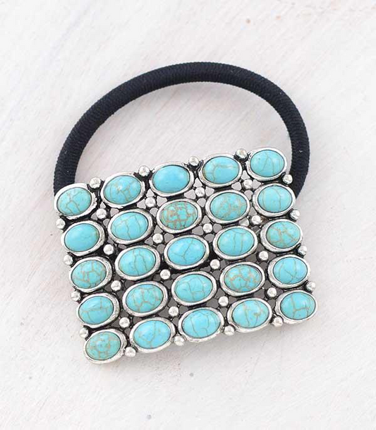 Turquoise Cluster Hair Tie