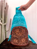 Suede Boot Stitch Backpack *Turquoise