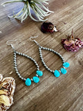 Magnesite Turquoise Teardrop Dangle Earrings