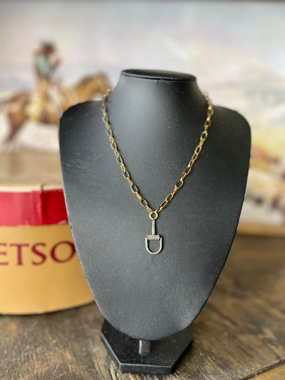 V2 Designs Pavé Bit With Gold Chain