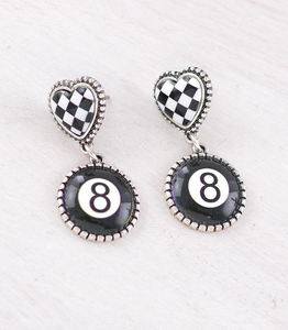 Checkered Eight Ball Earrings