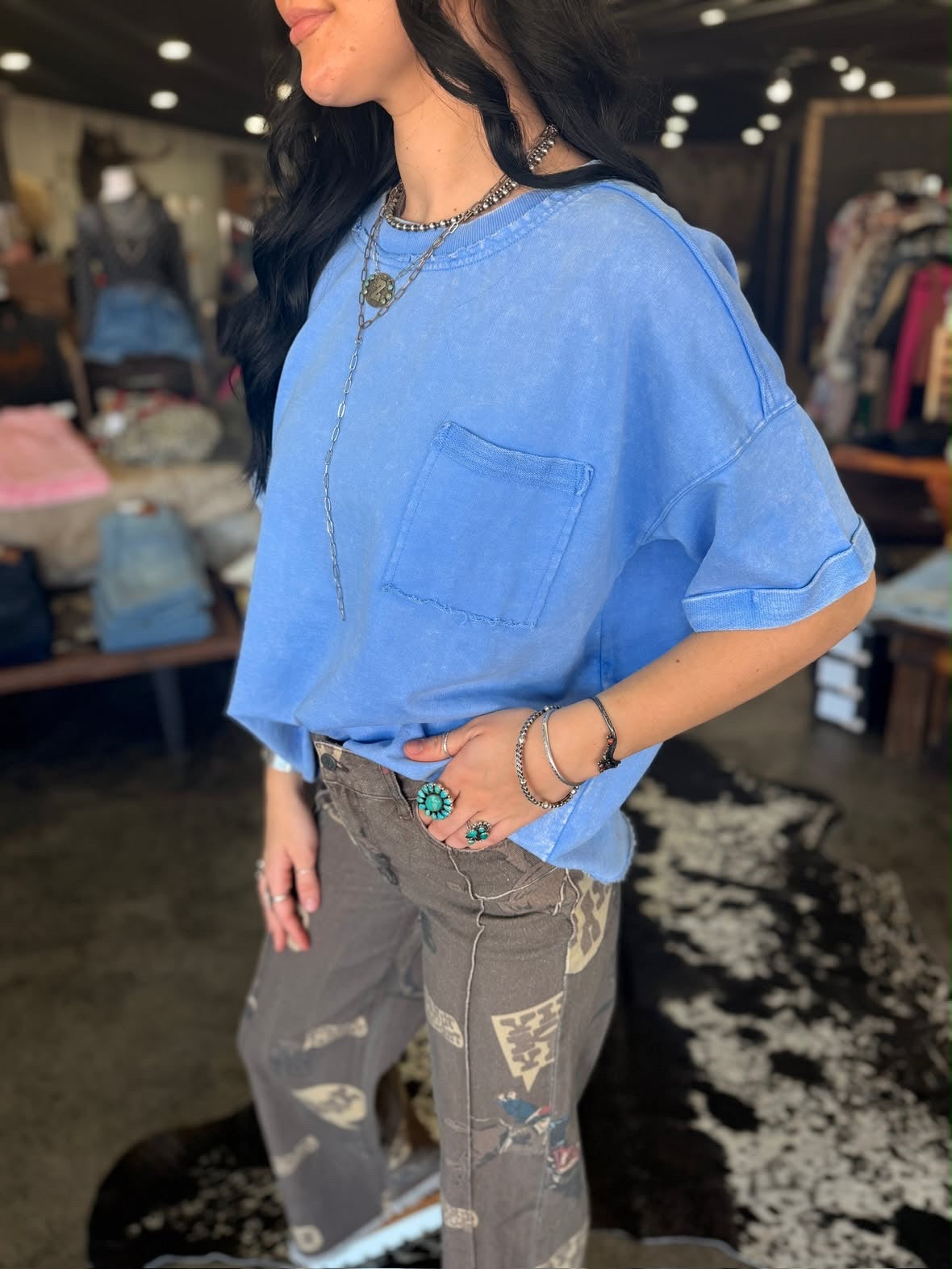 Blue Acid Wash Tee