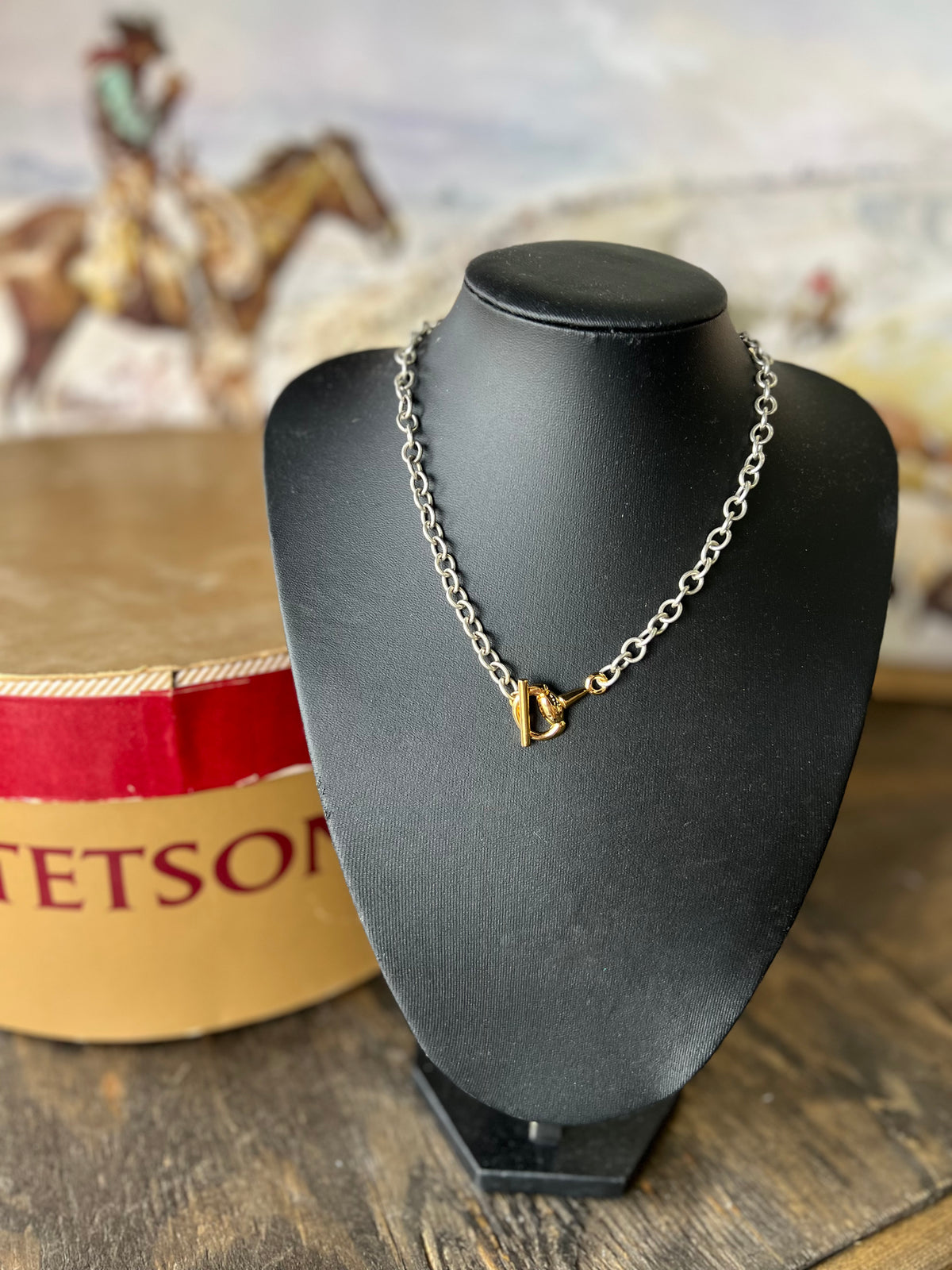 V2 Designs Gold Bit Toggle Silver Necklace