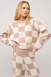 Lazy Day Checkerboard Knit Sweater Set