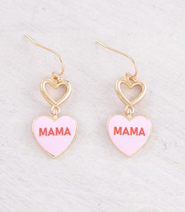 Mama Candy Heart Earrings