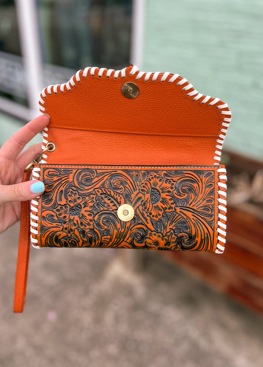 Desert Roses Wallet in Crimson *Orange