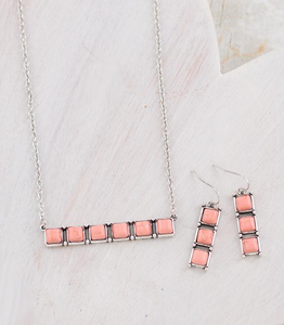 Peach Bar Necklace Set