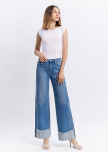 The Adore You Cuffed Wide Jeans