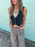 Lacy Vintage Denim Vest *Black