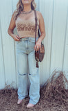 Rodeo Time Ribbed Crop Tank- One Size