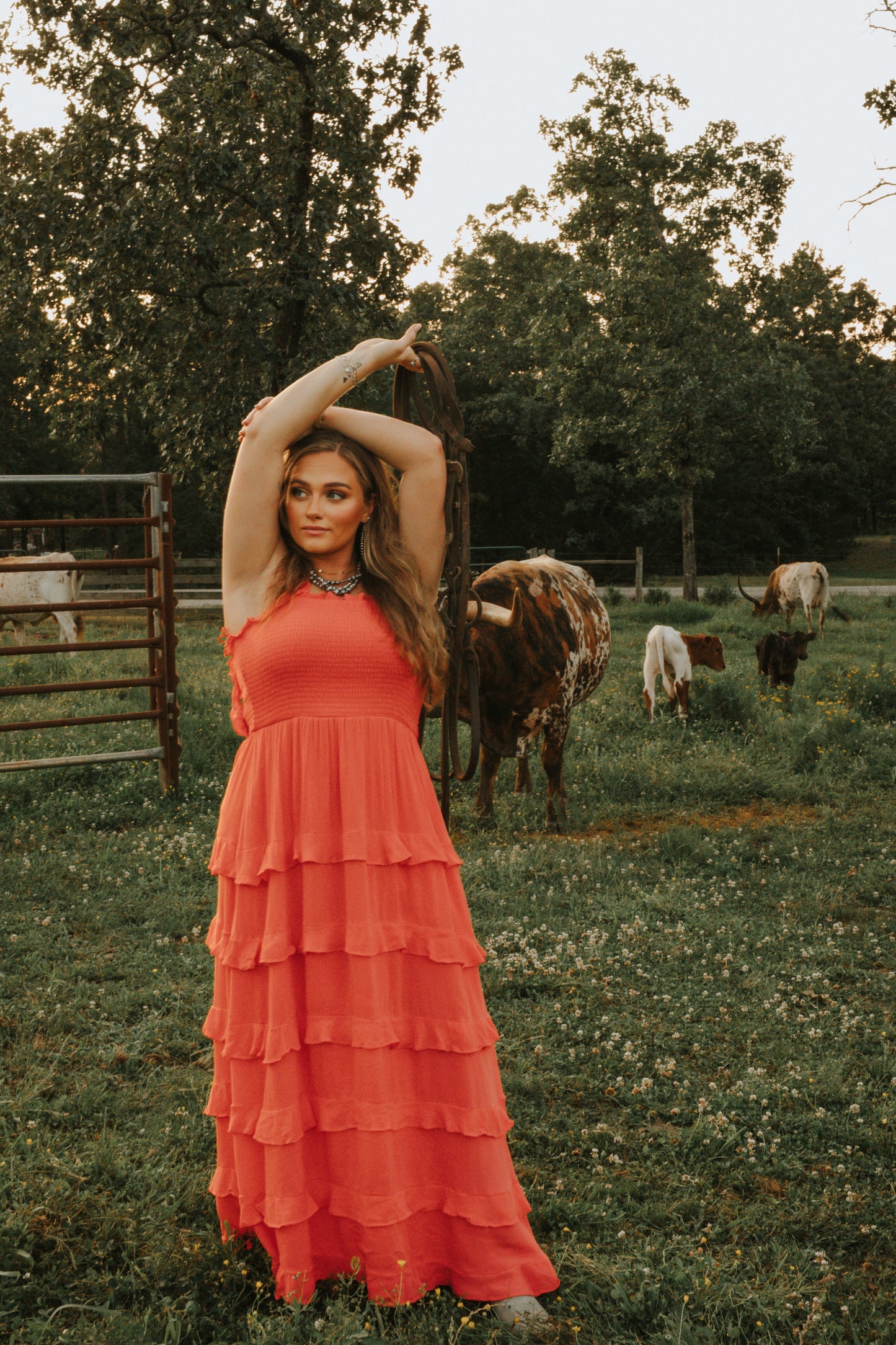 The Lahela Ruffle Dress *Coral