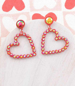 Rhinestone Heart Dangle Earrings