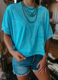 The Brynn Oversized Crop *Aqua Blue