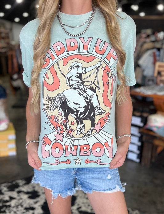 Giddy Up Cowboy Mineral Wash Graphic Tee