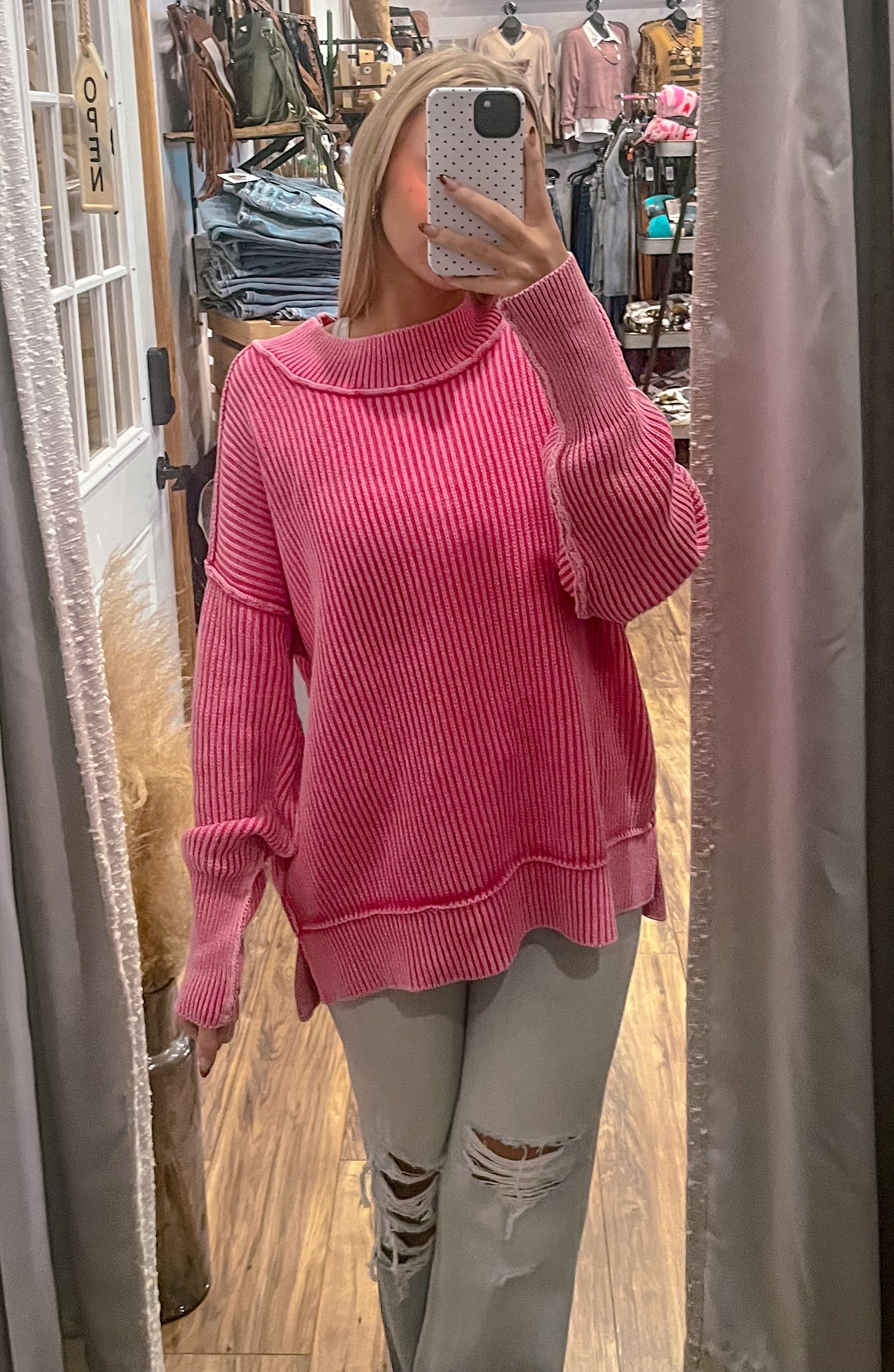 Lenna Oversized Sweater *Hot Pink