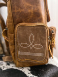 Boot Stitch Leather Backpack *Light Brown