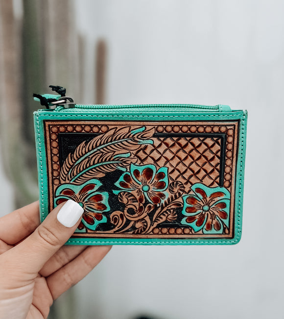 Prairie Morn Blooming Hand Tooled Credit Card Holder