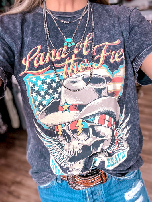 Land Of The Free Mineral Wash Tee