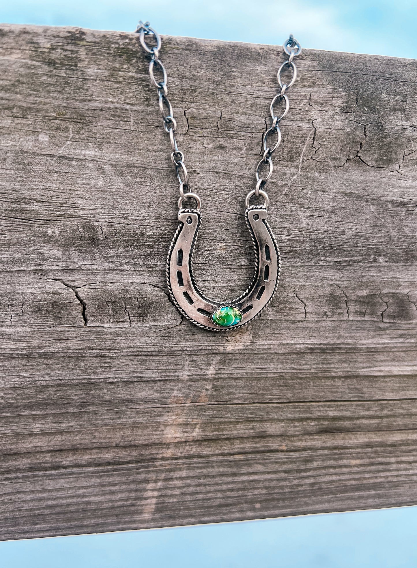 Lucky Horseshoe Sonoran Gold Turquoise Necklace