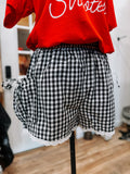 Gingham Lace Lined Bow Tie Shorts *Black