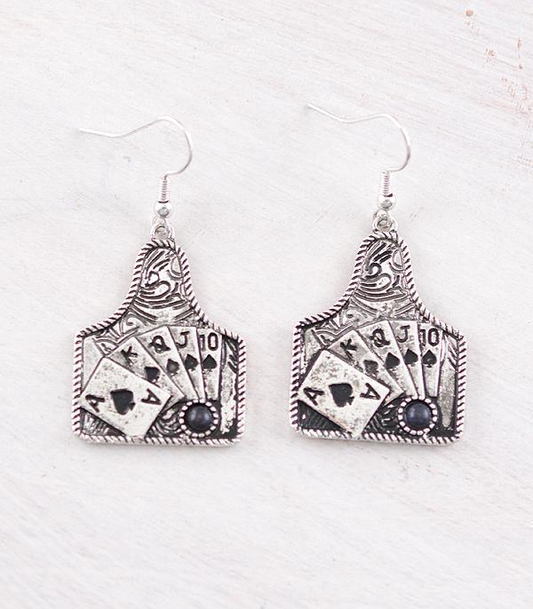 Cards Cowtag Earrings