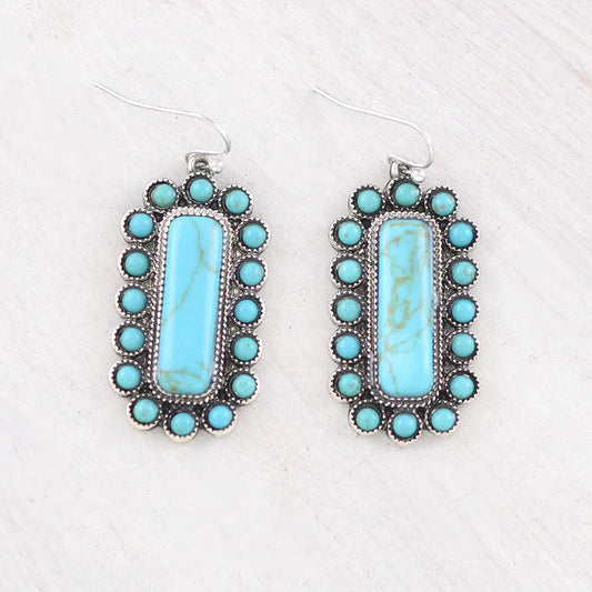 Turquoise Rectangle Cluster Earrings