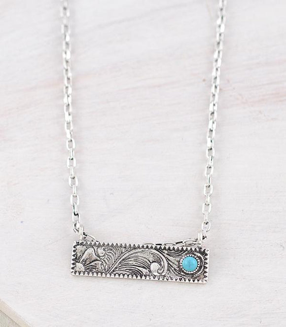 Tooled Bar Necklace
