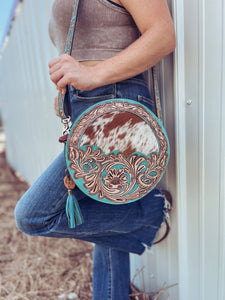 Desert Rain Hand Tooled Round Purse