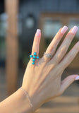 Sleeping Beauty Turquoise Cross Ring *Size 5