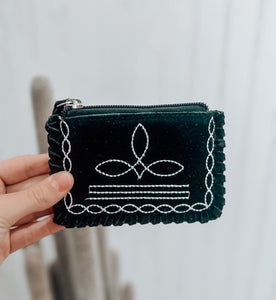 Black Boot Stitch Card Pouch