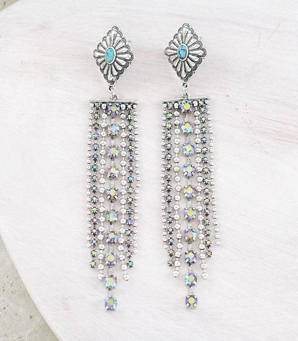 Diamond Concho Tassel Earrings