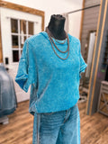 The Gabby Waffle Knit Top *Ocean Blue