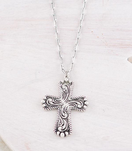 Tooling Cross Pendant Necklace