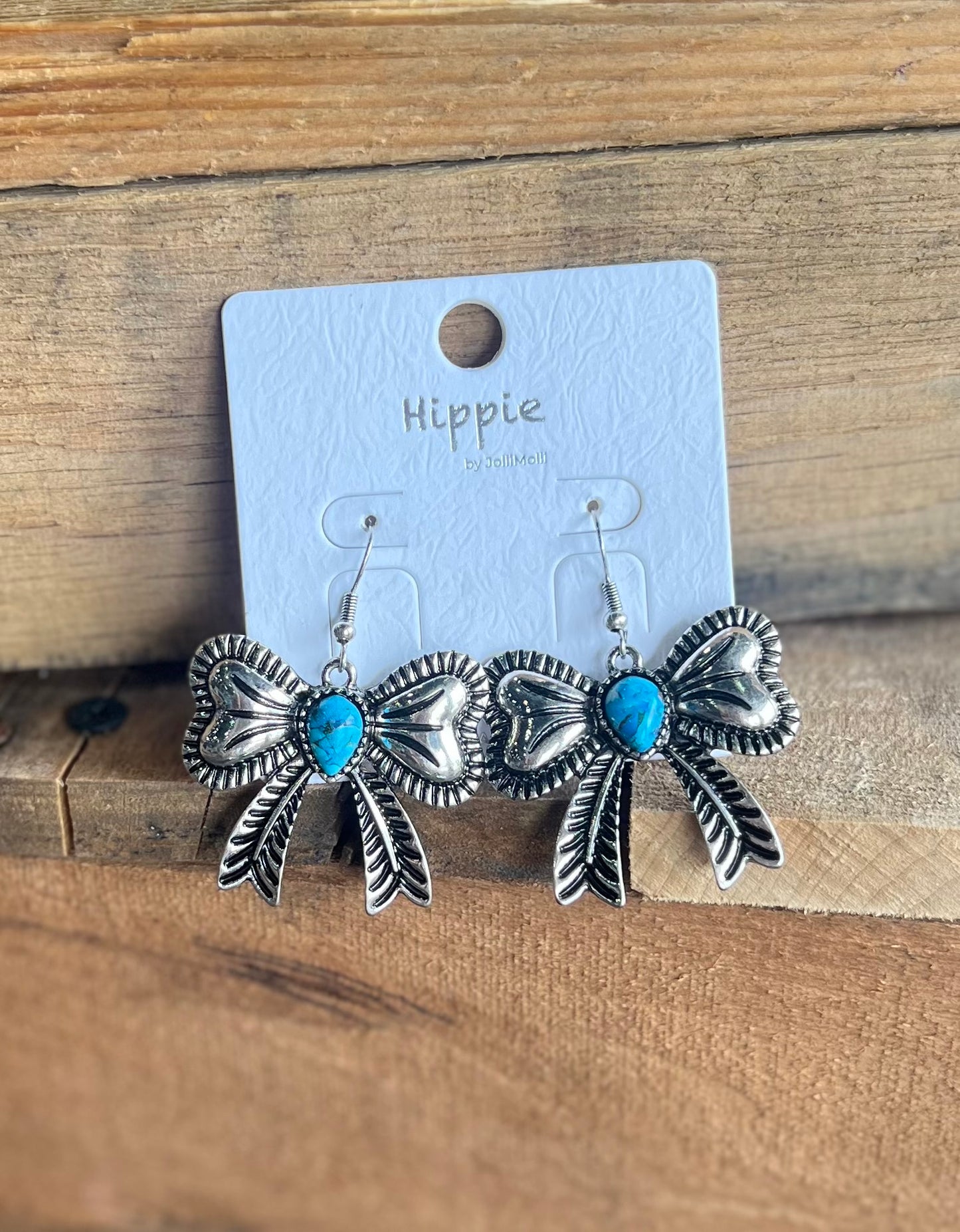 Semi Stone Bow Earrings