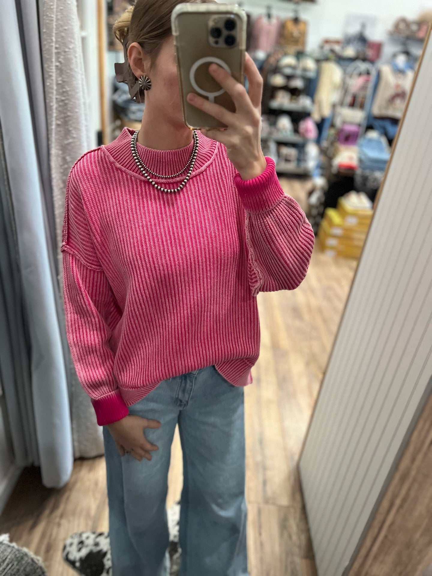 Lenna Oversized Sweater *Hot Pink