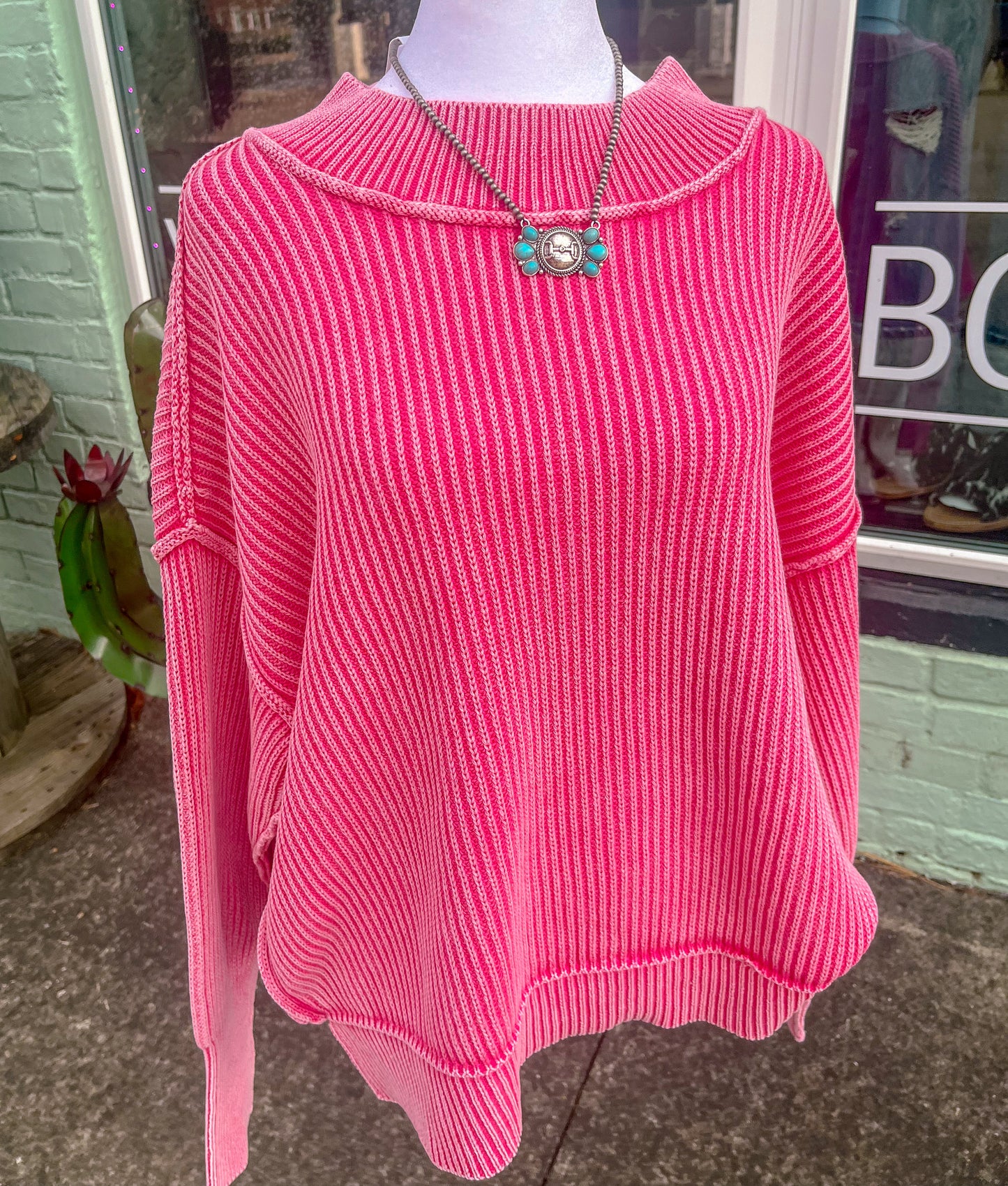 Lenna Oversized Sweater *Hot Pink