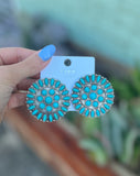 Turquoise Circle Cluster Earrings *Large