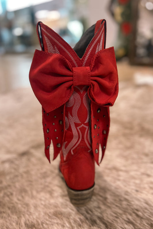 Liberty Black Alexandra Bow Boot Nubuck Rojo