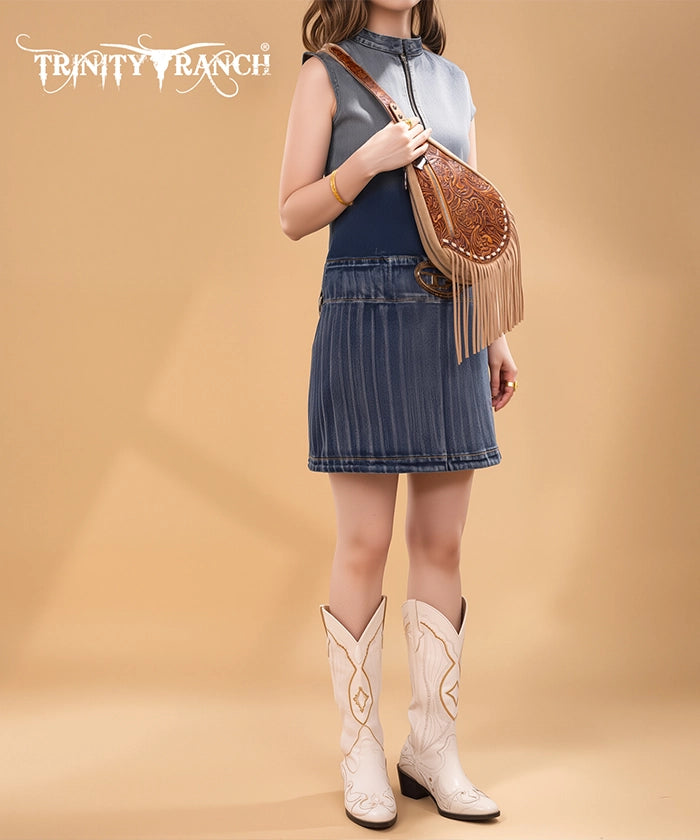 Tooled Fringe Crossbody
