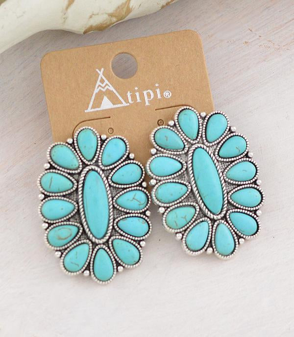 Western Oval Cluster Earrings