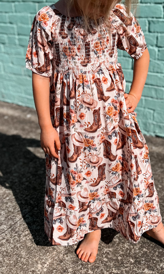 Girls Floral Boot Dress