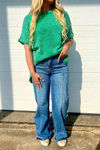 Super High Rise Split Seam Wide Leg Jeans