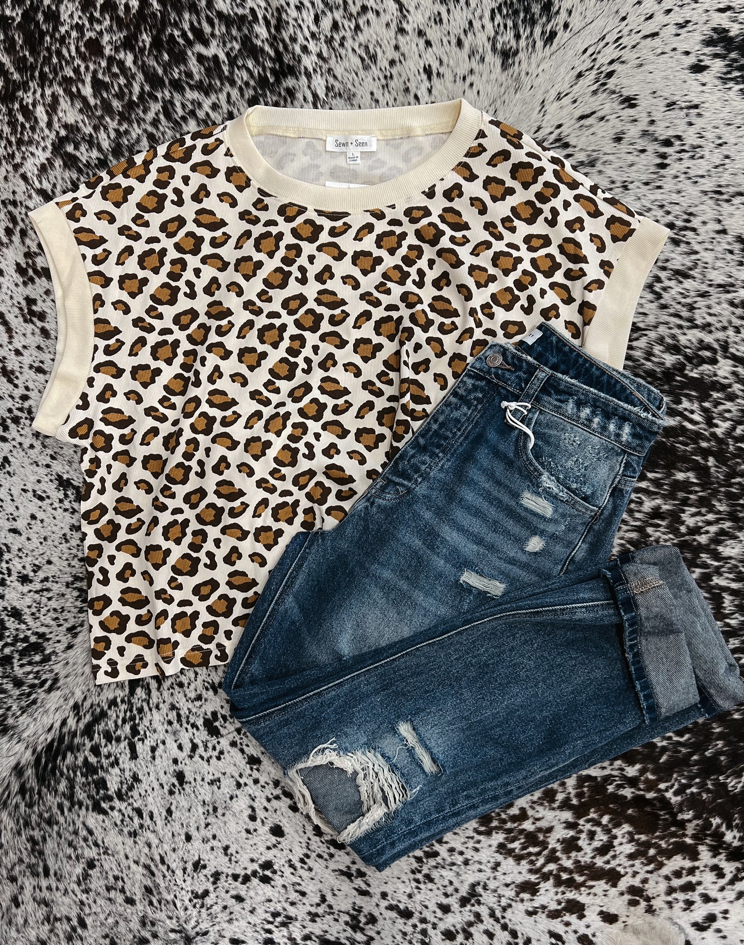 Cheetah Cap Sleeve Top