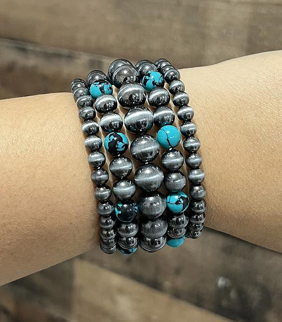 Navajo Pearl and Turquoise 5PC Bracelet Set